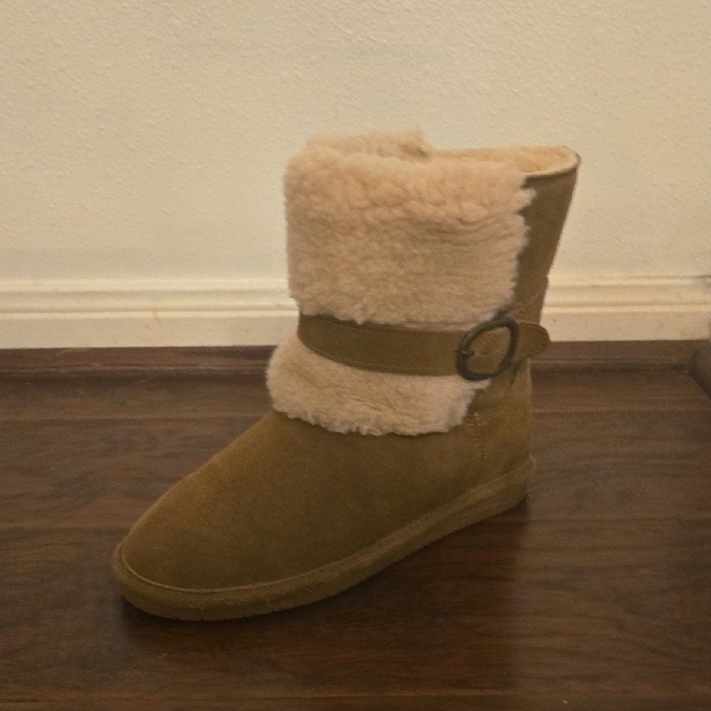 BEARPAW Shearling Lined Brown Suede Waterproof Winter Boots